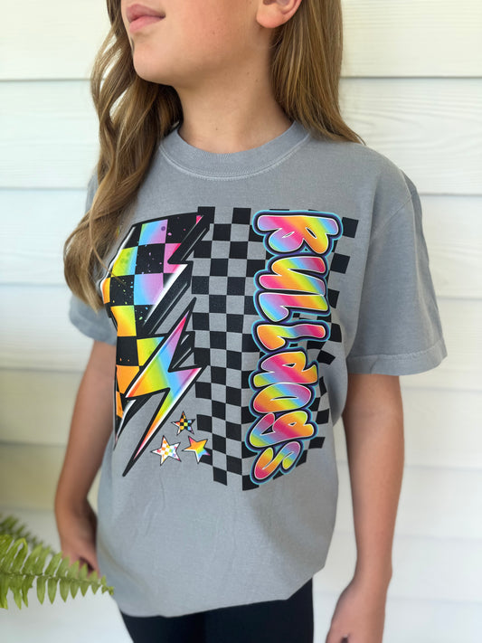 Checkered Bulldog Neon Vibes